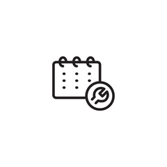 Date setting icon, calendar icon. Calendar management settings icon sign. Editable icon.