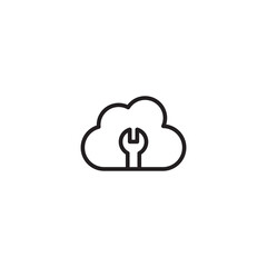 Cloud setting icon design. Cloud computing with a cogwheel, symbolizing configuration and settings in the cloud. Editable icon.