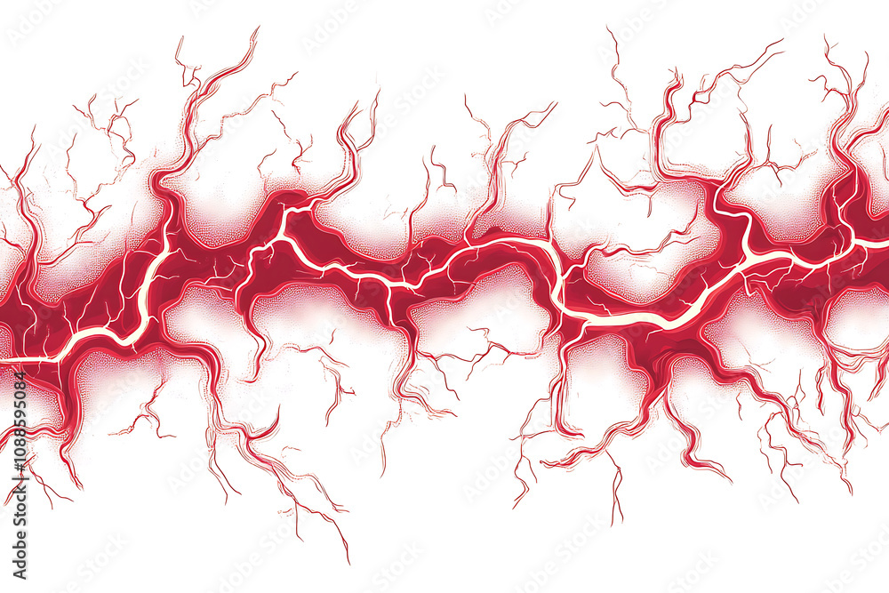 Aufkleber abstract illustration of red lightning-like patterns on a white background.