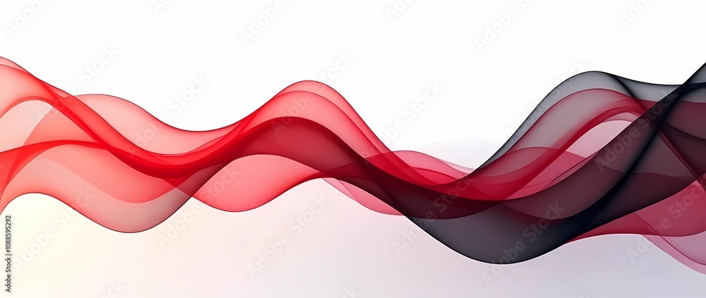 Aufkleber red and black color gradient on white background. flutter style, dynamic wave line pattern, aestheti