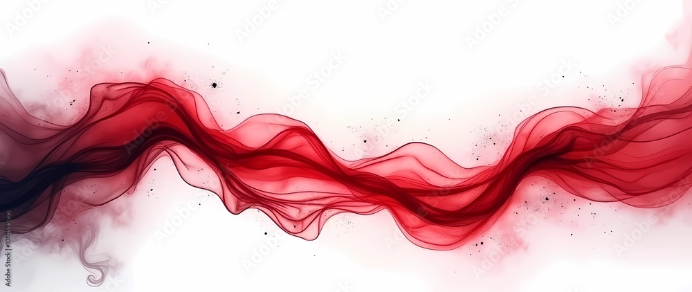 Aufkleber red and black color gradient on white background. flutter style, dynamic wave line pattern, aestheti