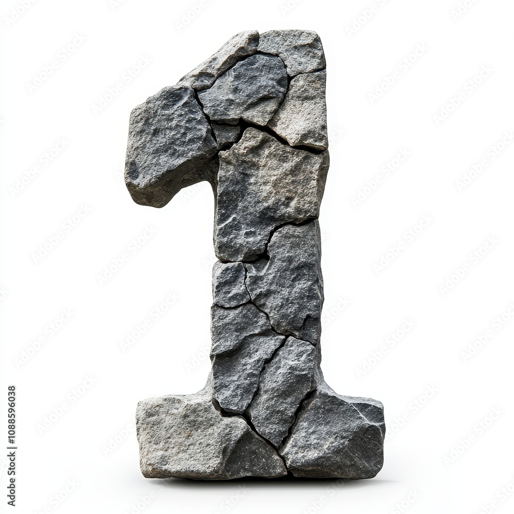 Poster A textured stone numeral 