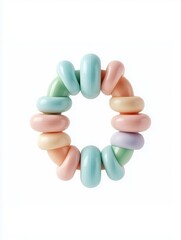 Cute 3D Baby Toy in Soft Colors on White Background