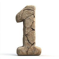 A textured stone numeral "1" with cracks, symbolizing strength and durability.