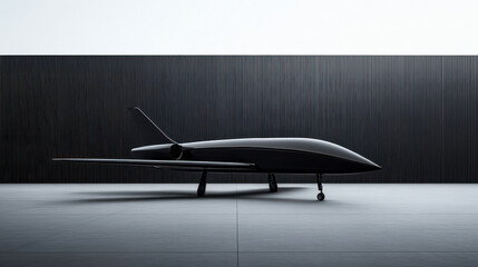 Sleek black aircraft design with modern aesthetics and minimalistic style