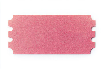 pink ticket with textured surface, featuring rounded edges and cutouts. Perfect for events or promotions