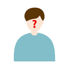 Unknown boy user profile portrait. Man face with question mark. Anonymous concepts. Flat character vector design isolated illustration.