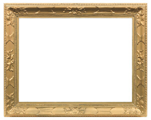 Golden picture frame on a transparent background, in PNG format.
