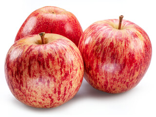 Ripe honeycrisp apples isolated on white background.