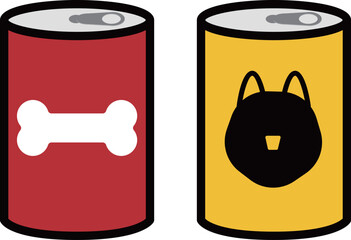 Simple and cute pet line icons of canned dog food
