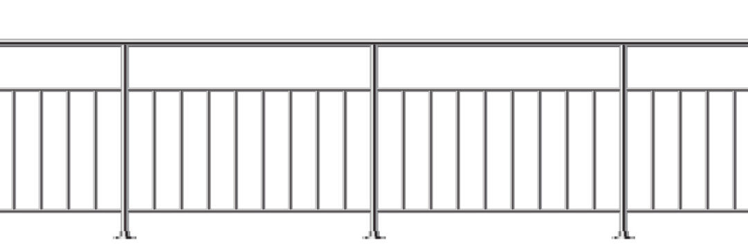 Metal fence with rails isolated on transparent background. Steel balcony with balustrades. Vector realistic 3D illustration of iron barrier, stairs balustrade for interior design.