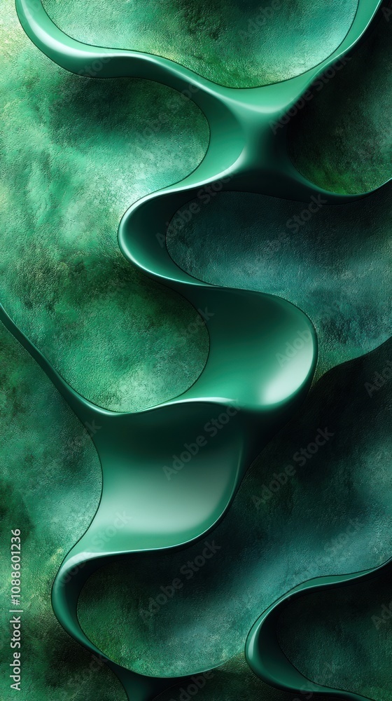 Poster abstract green waves creating a fluid, textured background.