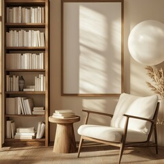 Fototapeta premium A white chair is in front of a white wall