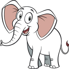 Beautiful cartoon Elephant Icon on white background