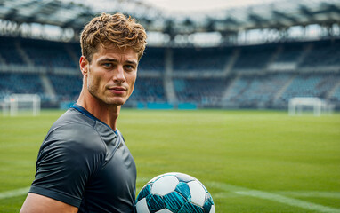 Soccer Player Holding a Ball on the Field