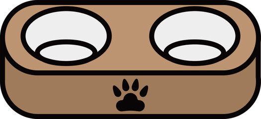 Simple and cute pet line icons of dog bowl