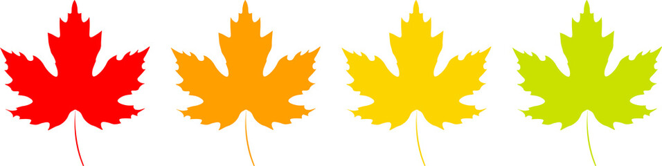Maple leaf icons on transparent background. PNG illustration