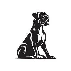 Boxer Dog Silhouette - Vector Of Boxer Dog - Boxer Dog Illustration.