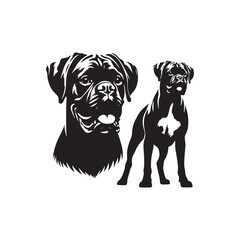 Boxer Dog Silhouette - Vector Of Boxer Dog - Boxer Dog Illustration.