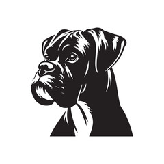 Boxer Dog Silhouette - Vector Of Boxer Dog - Boxer Dog Illustration.
