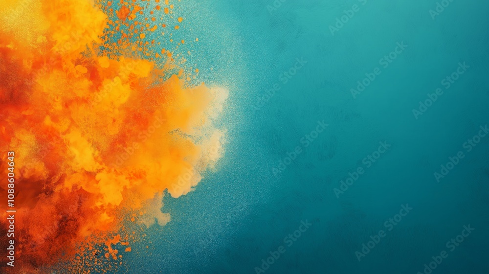 Poster creative artistic vibrating background with a frame for your content. bright splashes of paint and m