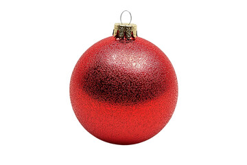 A red ornament with gold trim sits on a white background . on transparent background.