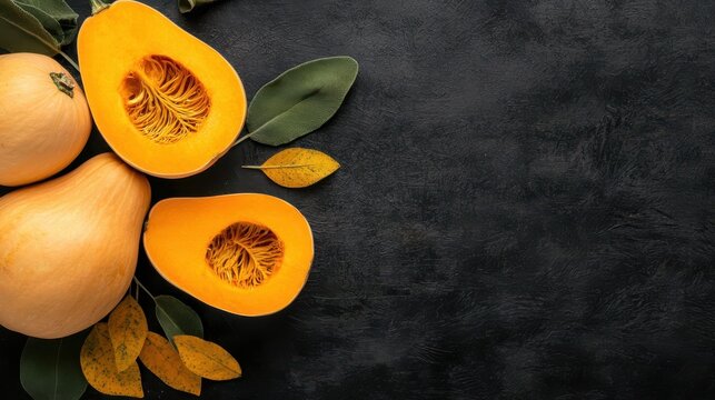 Autumn Butternut Squash Dish with Crispy Sage Kitchen Food Photography Warm Environment Close-Up View Culinary Delight - Powered by Adobe