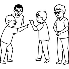 violent guys point at boy in glasses