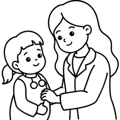 woman doctor and little girl suffering