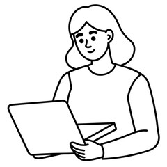 woman uses laptop to read e books