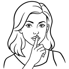 young woman show hush hand gesture