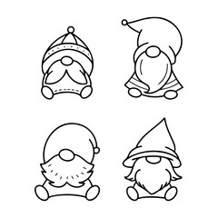 Charming collection of whimsical gnomes in various poses, ideal for holiday crafts and seasonal decorations