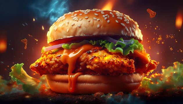 zinger burger A well seasoned crispy fried chicken fillet slathered with a special burger sauce finished off with Romaine lettuce
