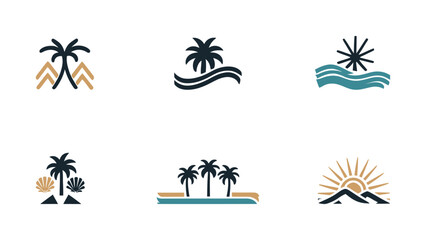 Collection of modern minimalist resort logo design, oasis beach resort vector illustration 