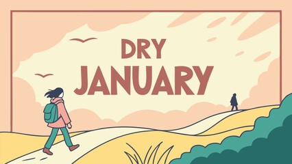 Dry january celebration banner design for alcohol-free lifestyle motivation