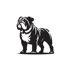 Minimal Silhouette of Bulldog - Vector Of Bulldog - Illustration Of Bulldog.