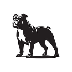 Minimal Silhouette of Bulldog - Vector Of Bulldog - Illustration Of Bulldog.