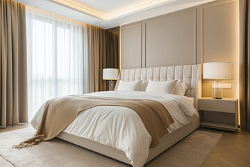 indoor bedroom interior,bedroom in hotel