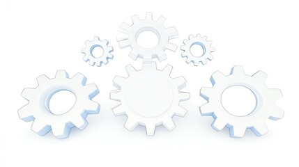 Focused business strategy, abstract gears and interlocking pathways, futuristic 3D illustration