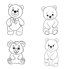 Outlined happy teddy bear raising his arms. Coloring page