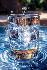 Water drop in transparent glass.