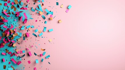 Festive Confetti Celebration Pink Teal Gold Party Background