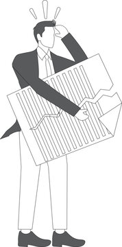 worried businessman holding broken chart clip art preview
