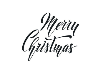 Merry Christmas and Happy New Year hand lettering calligraphy. Vector holiday illustration element. Typographic element for congratulations.