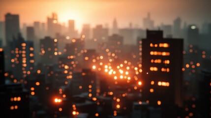 Golden Hour Cityscape Blurred Lights Urban Sunset