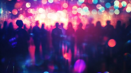 Vibrant Blurred Festival Event with Colorful Lights and Crowd