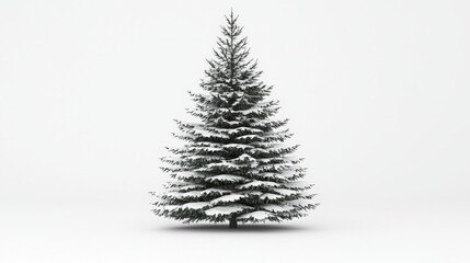Obraz premium Snowy Fir Tree Winter Holiday Christmas Tree 3D Render Nature Isolated