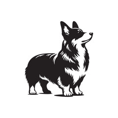 Cardigan Welsh Corgi Silhouette - Cardigan Welsh Corgi Vector - Illustration of Cardigan Welsh Corgi.