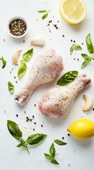 Raw Chicken Drumsticks with Herbs and Spices
