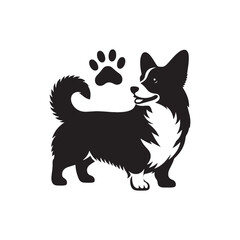 Cardigan Welsh Corgi Silhouette - Cardigan Welsh Corgi Vector - Illustration of Cardigan Welsh Corgi.
